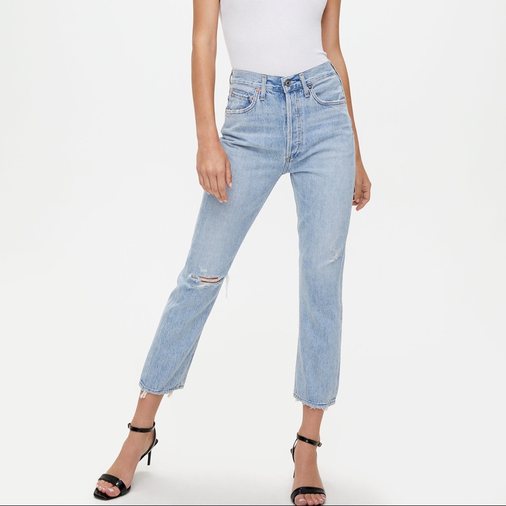 Agolde Light Wash Straight Leg Jeans